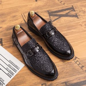 Mannen Mode Dikke Onderkant Puntige Formele Business Lederen Schoenen  Schoen maat:44 (Zwart)