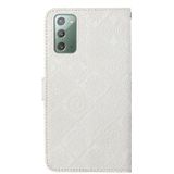 For Samsung Galaxy Note20 Ethnic Style Embossed Pattern Horizontal Flip Leather Case with Holder & Card Slots & Wallet & Lanyard(White)