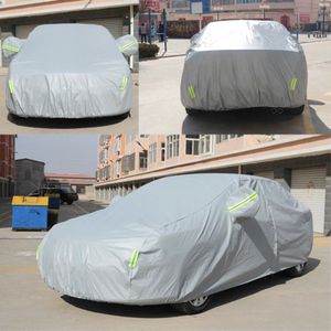 PVC Anti-Dust Sunproof Sedan Car Cover with Warning Strips  Fits Cars up to 4.1m(160 inch) in Length