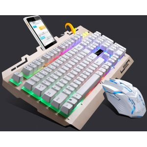 Chasing Leopard G700 USB RGB Backlight Wired Optical Gaming Mouse and Keyboard Set  Keyboard Cable Length: 1.35m  Mouse Cable Length: 1.3m(White)