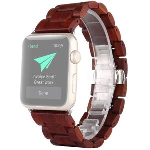 Wooden Replacement Wrist Strap Watchband For Apple Watch Series 6 & SE & 5 & 4 44mm / 3 & 2 & 1 42mm(Wine Red)