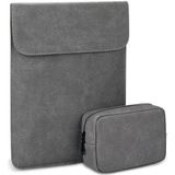 PU02 Ultra-thin Notebook Liner Bag with Small Bag  Size:14.1-15.4 inch(Dark Grey)