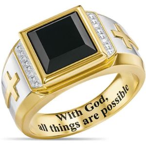 5 PCS 18K Gold Cross Ring Thorns Crown Diamond Ring For Men  Size: 11