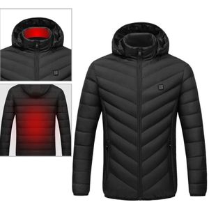 USB Heated Smart Constant Temperature Hooded Warm Coat for Men and Women (Color:Black Size:L)