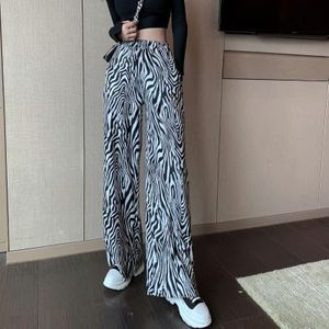 Zebra Texture Print Fashion Casual Elastische taille wide-leg broek (kleur: zwart formaat: l)