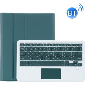 YT11B-A Detachable Candy Color Bluetooth Keyboard Leather Case with Touch Pad & Pen Slot & Holder for iPad Pro 11 inch 2021 (Dark Green)