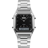 SKMEI 1220 Multifunctional Men Outdoor Business Noctilucent Waterproof Double Display Steel Watchband Wrist Watch (Black)