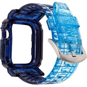 Verloop TPU Geïntegreerde Case Strap voor Apple Watch Series 6 & SE & 5 & 4 44mm / 3 & 2 & 1 42mm (dubbele blauw-zilveren sluiting)