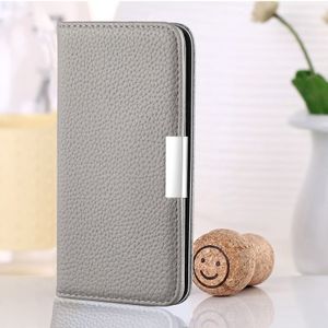 For iPhone XS Max Litchi Texture Horizontal Flip Leather Case with Holder & Card Slots(Grey)