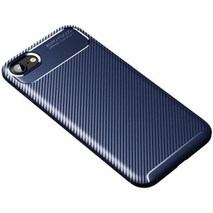 Voor iPhone SE 2020 Carbon Fiber Texture Shockproof TPU Case(Blauw)