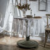 Round Lace Tablecloth Cover Cloth Retro Dining Table Coffee Table Tablecloth  Size: 190 CM(White )