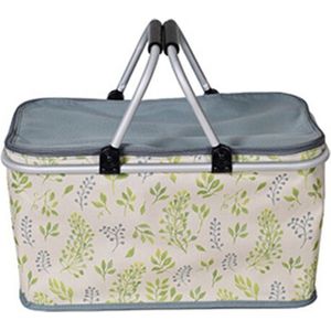 32L Outdoor Picnic Fold Oxford Cloth Pattern Handbag Lunch Insulated Bag Storage Basket