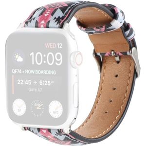 Marble Ethnic Style Printed Leather Watchband For Apple Watch Series 6 & SE & 5 & 4 44mm / 3 & 2 & 1 42mm(Black Pink Ethnic Style)