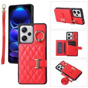 Voor Xiaomi Redmi Note 12 Pro 5G Horizontale kaarttas Ringhouder Telefoonhoes met Dual Lanyard