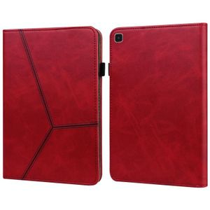 Voor Samsung Galaxy Tab A7 Lite T220 / T225 Solid Color Reliëf Gestreepte Lederen Tablet Smart Case