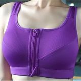 7 Color Fitness Yoga Push Up Sports Bra Women Gym Running Padded Tank Top Athletic Vest Underwear Shockproof Zipper Sports Bra L(Purple)