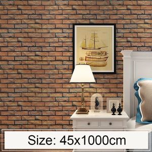 Horizontal Brick Creative 3D Stone Brick Decoration Wallpaper Stickers Bedroom Living Room Wall Waterproof Wallpaper Roll  Size: 45 x 1000cm