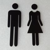 2 STKS 20 cm 3D DIY Man & Vrouw Wc Sticker Wc Deur Teken Decals Wc Borden (Zwart)