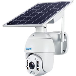 ESCAM QF480 US Version HD 1080P IP66 Waterproof 4G Solar Panel PT IP Camera without Battery  Support Night Vision / Motion Detection / TF Card / Two Way Audio (White)