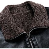 Men Casual Lapel Warm Leather Coat (Color:Red Size:M)