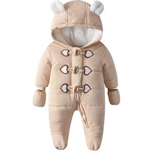 Quilted And Velvet Warm Baby Onesies (Color:Khaki Size:66)