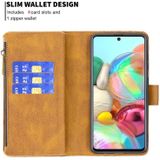 For Samsung Galaxy A71 4G Flying Butterfly Embossing Pattern Zipper Horizontal Flip Leather Case with Holder & Card Slots & Wallet(Brown)