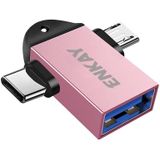 Enkay ENK-AT112 2 in 1 Type-C + Micro USB naar USB 3.0 aluminiumlegering OTG-adapter