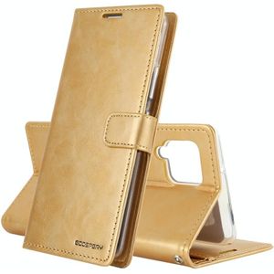 For Samsung Galaxy A42 5G GOOSPERY BLUE MOON DIARY Crazy Horse Texture Horizontal Flip Leather Case With Bracket & Card Slot & Wallet(Gold)