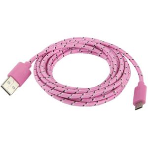 Nylon Netting Style Micro 5 Pin USB Data Transfer / Charge Cable for Galaxy S IV / i9500 / S III / i9300 / Note II / N7100 / Nokia / HTC / Blackberry / Sony  Length: 3m(Pink)