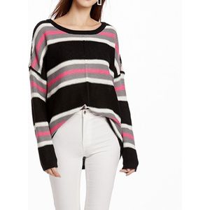 Women Knitwear Turtleneck Sweater  Size: L(Black Powder Stripes)