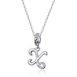 S925 Sterling Silver 26 English Letter Pendant DIY Bracelet Necklace Accessories  Style:X