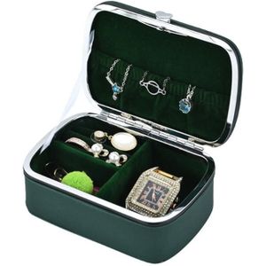 HN-002 Travel Mini Portable PU Ear Stud Jewelry Storage Box(Green)