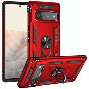 For Google Pixel 6 Pro Shockproof TPU + PC Protective Case with 360 Degree Rotating Holder(Red)