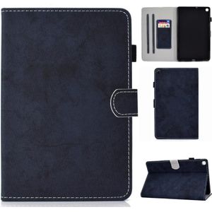 For Galaxy Tab S6 Lite Sewing Thread Horizontal Solid Color Flat Leather Case with Sleep Function & Pen Cover & Anti Skid Strip & Card Slot & Holder(Navy)