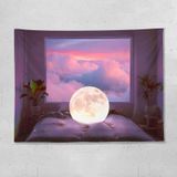 Sea View Window Background Cloth Fresh Bedroom Homestay Decoration Wall Cloth Tapestry  Size: 150x130cm(Window-11)