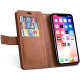 For iPhone XR Multifunctional Zipper Horizontal Flip Leather Case with Holder & Wallet & 9 Card Slots & Lanyard(Brown)