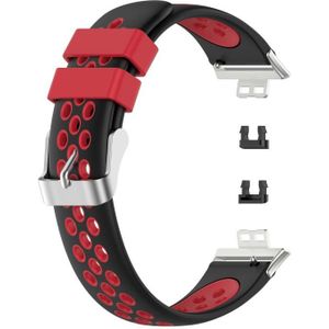 For Huawei Watch Fit 18mm Clasp Style Silicone Two-color Replacement Strap Watchband(Black+Red)