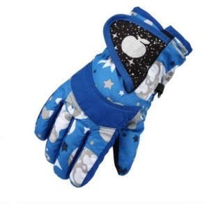 Kinderen Full Finger Ski Handschoenen Waterdicht gewatteerde warme handschoenen  grootte:3-6 jaar oud (Blauwe Ster)