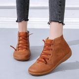 PU Boots Lace-Up Retro Flat Women Boots  Size:39(Blue)