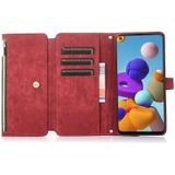 Voor Samsung Galaxy A21s Dream 9-Card Wallet Zipper Bag Leather Phone Case(Rood)