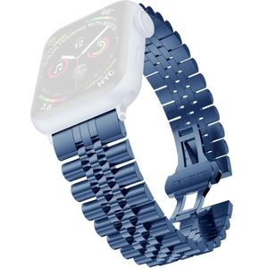 Vrouwen vijf kralen roestvrij staal vervangende horlogeband breedte: 20 mm voor Apple Watch Series 7 & 6 & se & 5 & 4 40mm / 3 & 2 & 1 38mm (blauw)