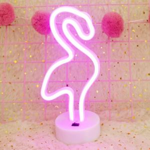 Flamingo Shape Romantic Neon LED Holiday Light with Holder  Warm Fairy Decorative Lamp Night Light for Christmas  Wedding  Party  Bedroom(Pink Light)