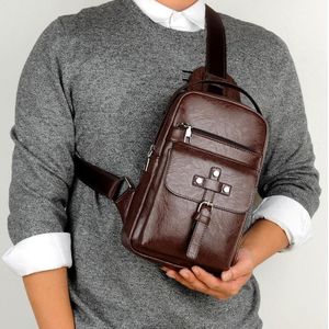 Universal Fashion Casual Outdoor Men Shoulder Messenger Bags Retro Men Waist Bag  Size: S (26cm x 17cm x 5.5cm)(Brown)