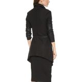 Splicing Mouwen Bandbreedte Loose Collar Woolen Coat (Kleur:Zwart Formaat: M)