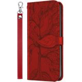 For Samsung Galaxy S10e Life of Tree Embossing Pattern Horizontal Flip Leather Case with Holder & Card Slot & Wallet & Photo Frame & Lanyard(Red)