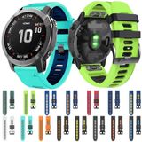 Voor Garmin Fenix 5x plus 26 mm Silicone Sports Two-Color Watch Band (Mint Green+Blue)