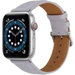 Echt lederen horlogeband met reliëflijn voor Apple Watch Ultra 49 mm (lavendel paars)