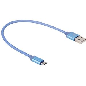 Netto stijl metalen kop micro USB naar USB 2 0 data/oplader kabel voor Galaxy S6/S6 Edge/S6 Edge +/Note 5 Edge  HTC  Sony  lengte: 25cm (blauw)