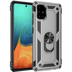 For  Galaxy A71 Shockproof TPU + PC Protective Case with 360 Degree Rotating Holder(Silver)
