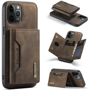 DG.MING M2 Series 3-Fold Multi Card Bag + Magnetic Back Cover Shockproof Case with Wallet & Holder Function For iPhone 12 Pro Max(Coffee)